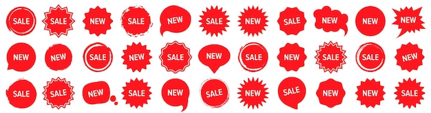 Sale and new red tag label for promotion in a flat design