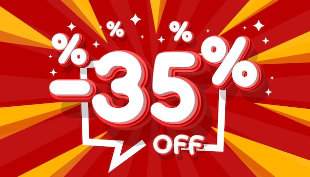 Sale off 35 Percentage gift save offer special banner discount Vector illustration