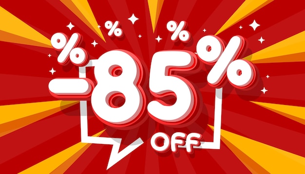 Sale off 85 Percentage gift save offer special banner discount Vector illustration