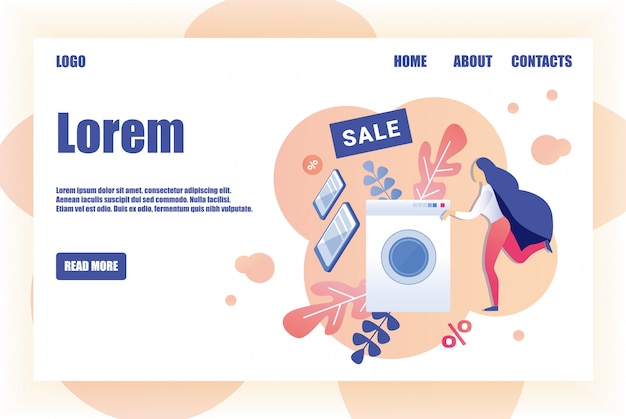 Vector sale page design template for home appliances shop