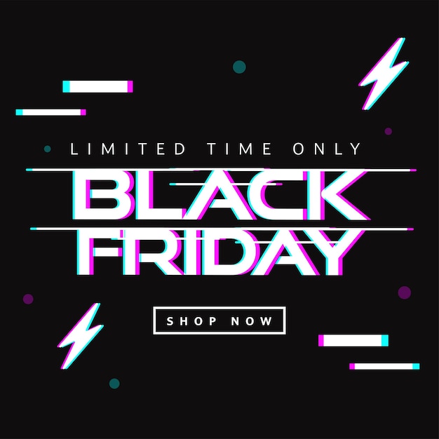 Sale Poster Or Template Design With Glitch Style Black Friday Font Against Background