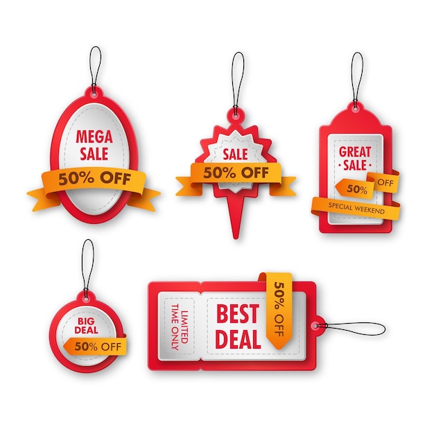 Sale price tag label banner promotion design   set