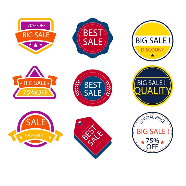 Sale quality badges Round hundred percent assured label badge Sticker vector illustration icons se