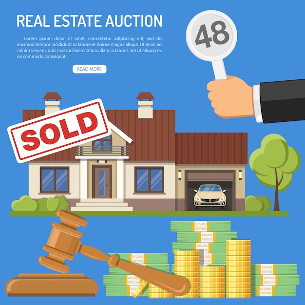 Vector sale real estate at auction