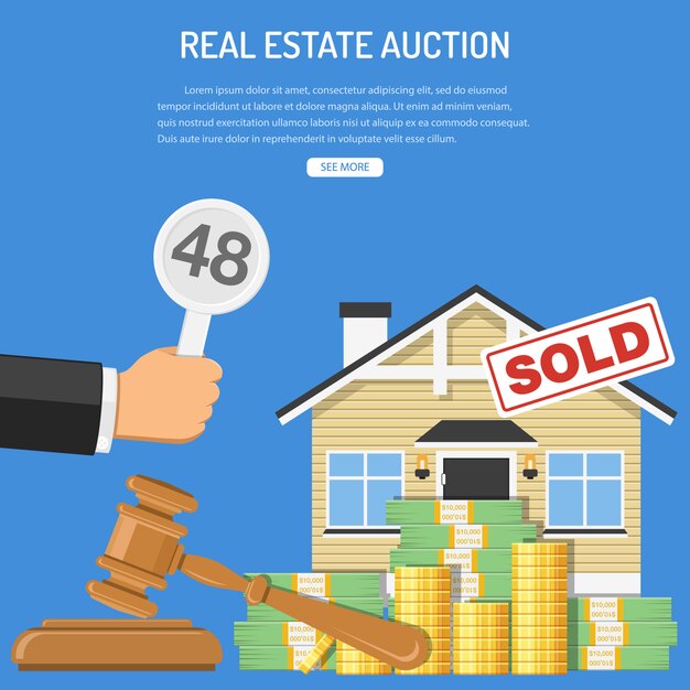 Vector sale real estate at auction