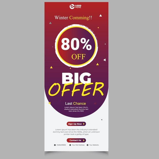 Sale roll up banner template design big special offer to 70 off vector illustration