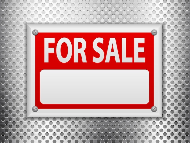 For sale sign board on metal