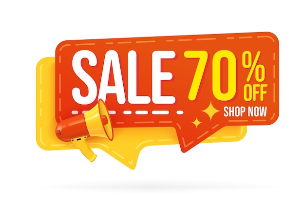 Sale sticker with 70 percent off announcement