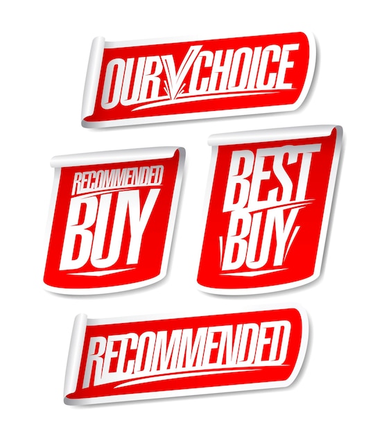 Sale stickers set recommended, our choice, best buy and recommended buy