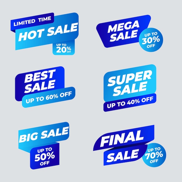 Sale tags collection Special offer big sale discount best price mega sale banner set