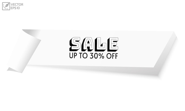 Sale up to 30 percent off paper design handwritten and display tipography lettering white background banner