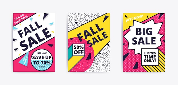 Sale website banner template. Bright youth colorful vector illustrations for social media, posters, email, print, ads designs, promotional material. Yellow Pink Blue black and white