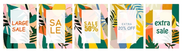 Sale website banners Sale tag Sale promotional material vector illustration