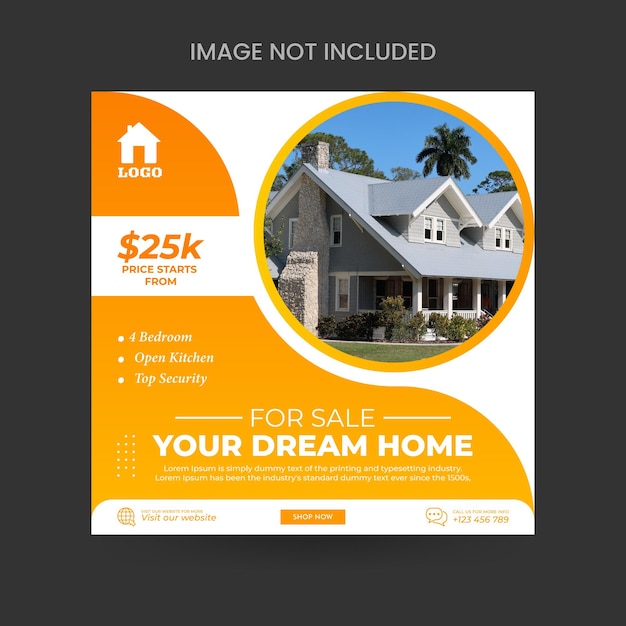 For sale your dream home Modern social media posts are suitable for real estate sales home sales