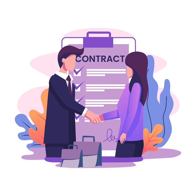 Sales contract term flat style illustration design