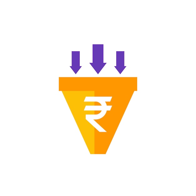 Sales funnel vector icon with indian rupee