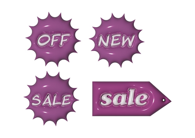 sales label set vector with puffy effect