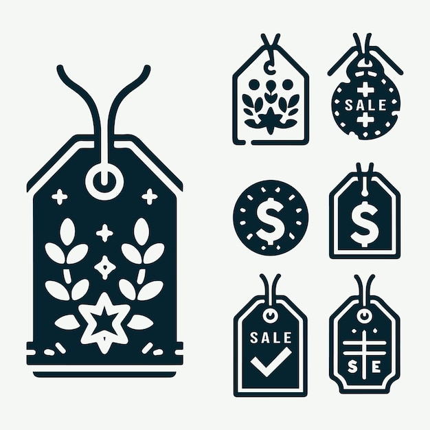 Sales Tag Set Collection Design Vector Black And White