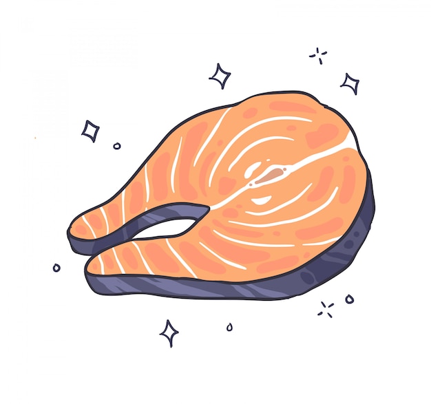 Salmon doodle fish illustration