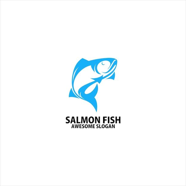 Vector salmon fish logo design colorful