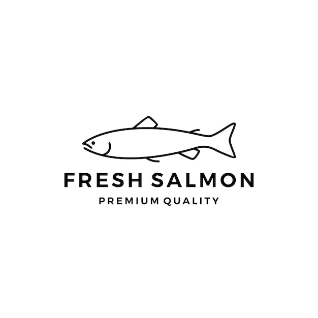 Salmon fish logo seafood label badge vector sticker download