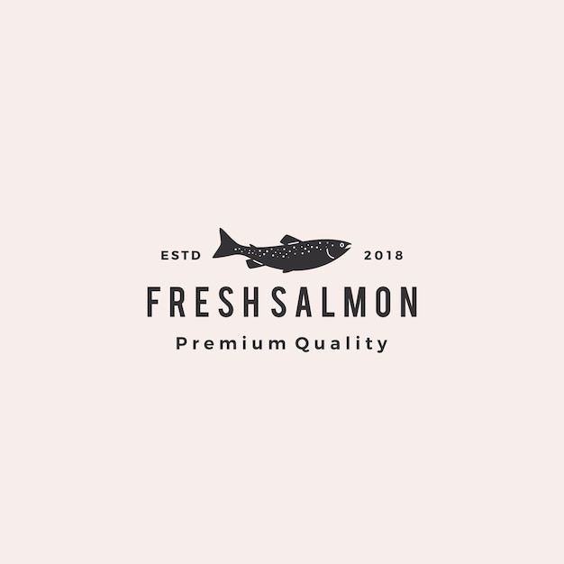 Salmon fish logo seafood retro hipster vintage label badge