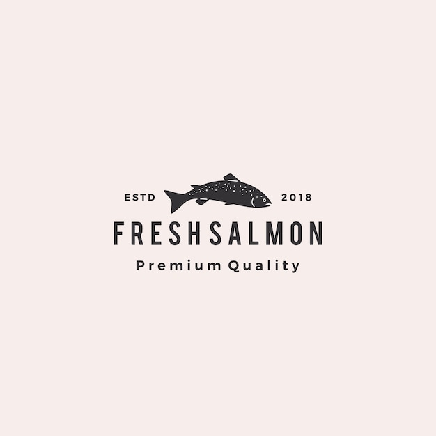 Salmon fish logo seafood retro hipster vintage label badge