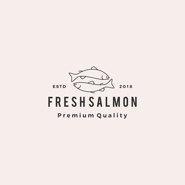 Salmon fish logo seafood retro hipster vintage label badge