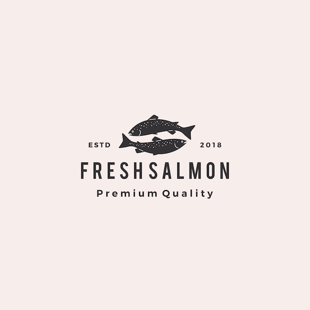 Salmon fish logo seafood retro hipster vintage label badge