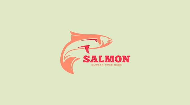 Vector salmon fish meat logo design concept template vector