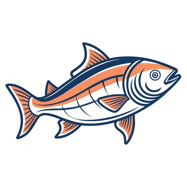 Vector salmon fish in one continuous line drawing