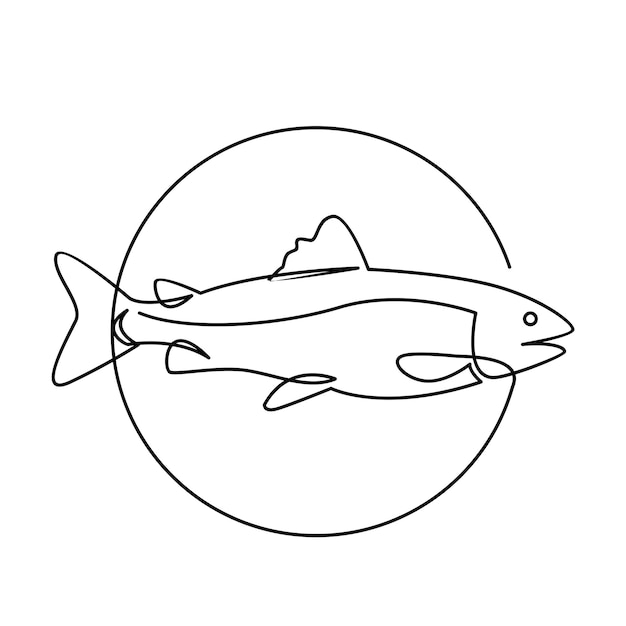 Salmon Fish single continuous illustration