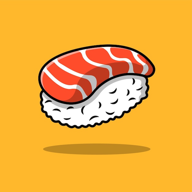 Salmon Sushi Cartoon Vector Icon Illustration