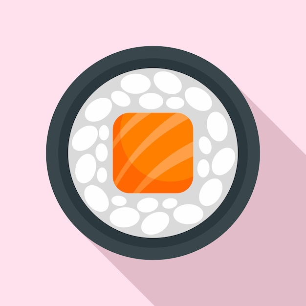 Salmon sushi roll icon Flat illustration of salmon sushi roll vector icon for web design