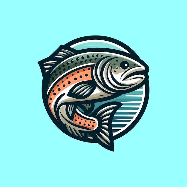 Salmon Vector Logo Illustration Logo with salmon in emblem style Vector vintage fish for your logo