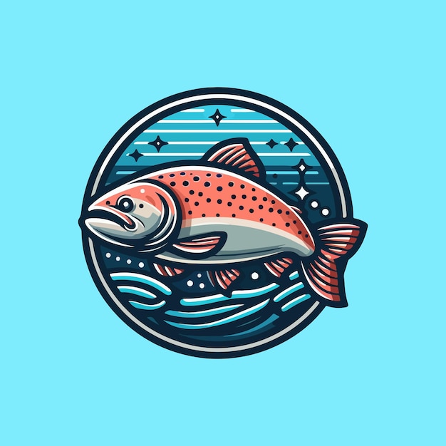 Salmon Vector Logo Illustration Logo with salmon in emblem style Vector vintage fish for your logo