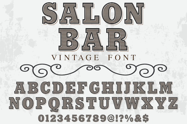 Salon Bar alphabet font illustration