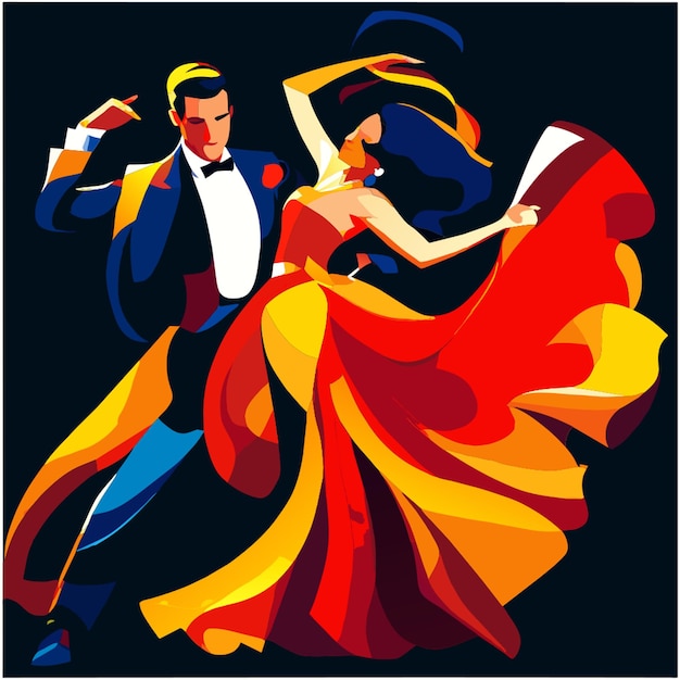 salsa couple dance solo with no elements and background vector illustration