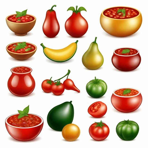 Vector salsa vector set white background isolated a high