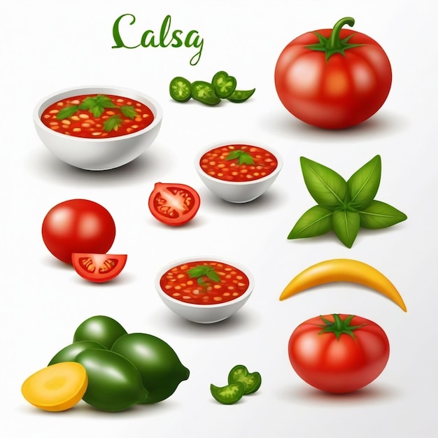 Vector salsa vector set white background isolated a high