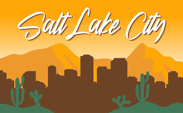 Vector salt lake city utah with city silhouette