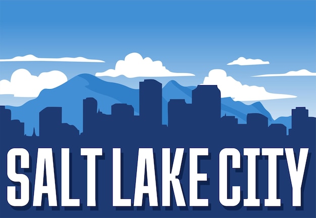 salt lake city utah with city silhouette