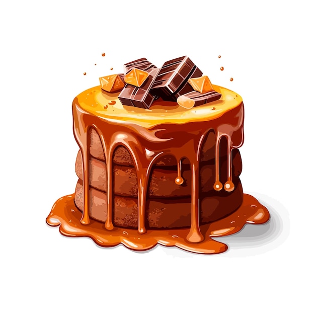 salted caramel macaron cake Cartoon Vector Illustration