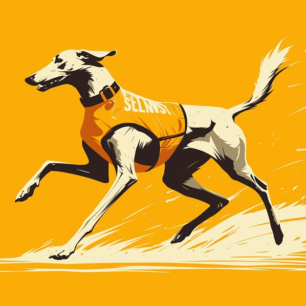 Vector saluki running gracefully in the sand