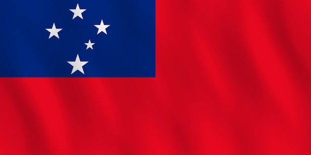 Samoa flag with waving effect, official proportion.