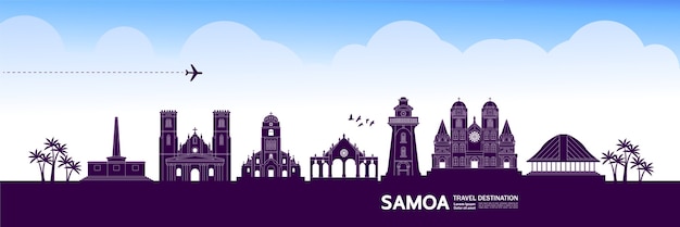 Samoa travel destination grand illustration.