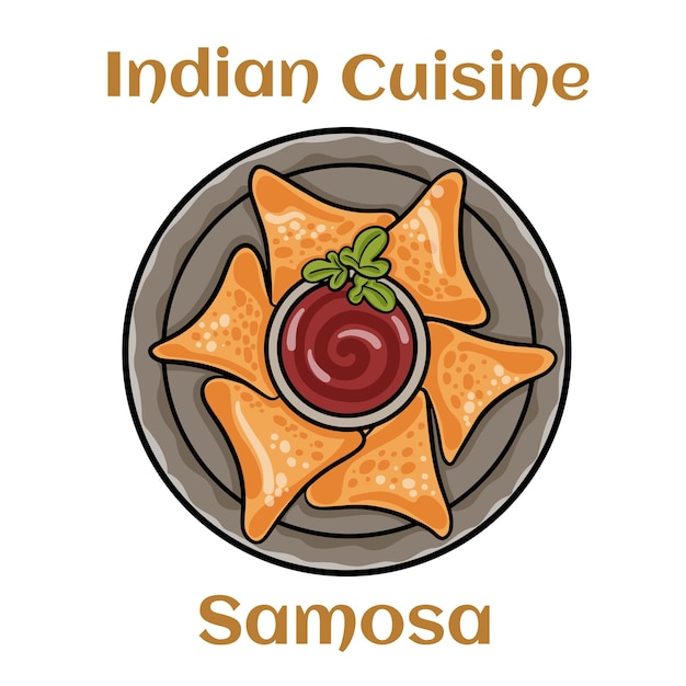 Samosa with fresh mint dipping sauce indian food