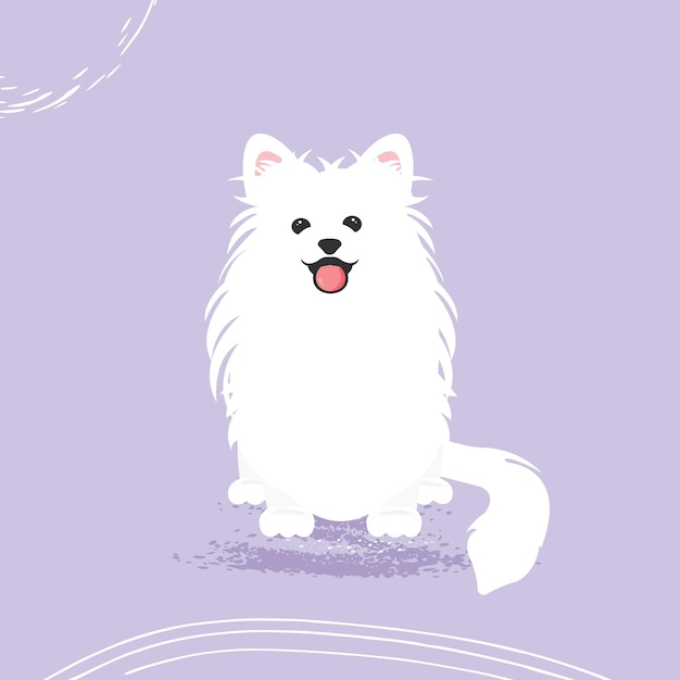 Samoyed dog face portrait cartoon illustration Cute friendly dog smiling with tongue out