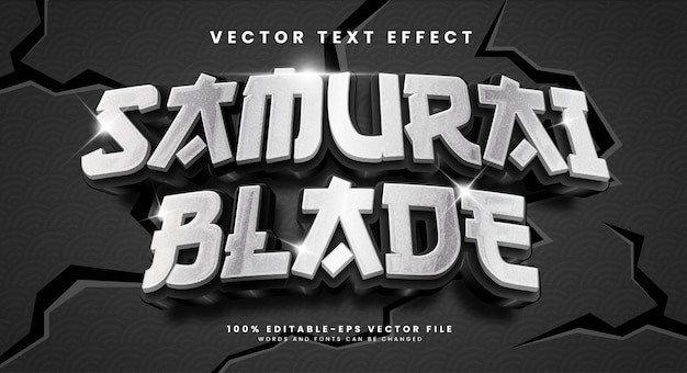 Samurai blade editable vector text effect with silver concept