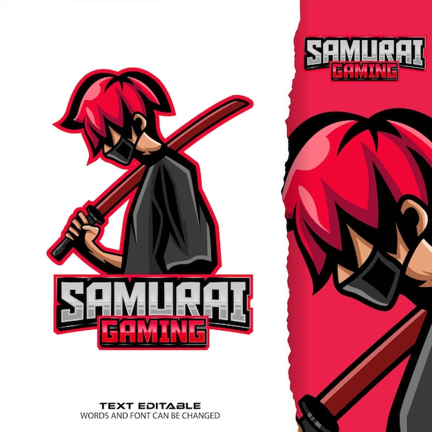 Samurai esport logo premium vector